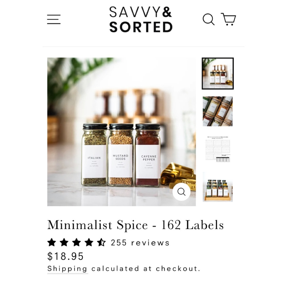 Savvy & Sorted Spice Jar Minimalist Labels - 146 Labels - 142 Preprinted